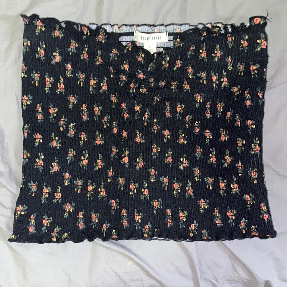 Black crop top with roses